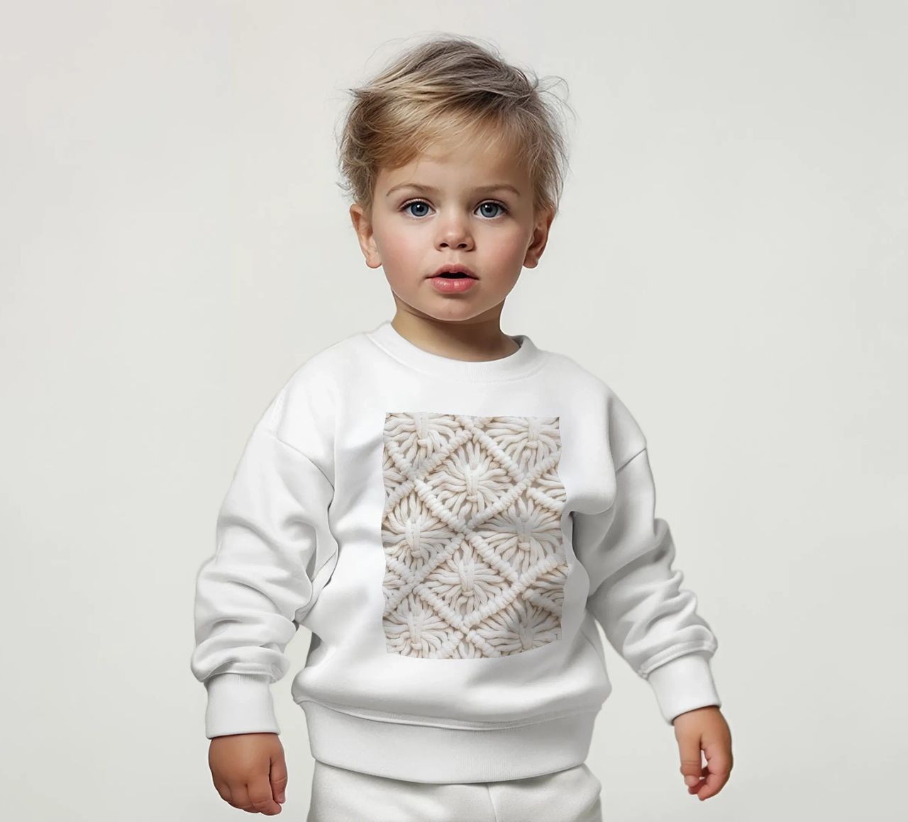 Motivo macramè boho - Design tessile alla moda felpa neonato da Whole©