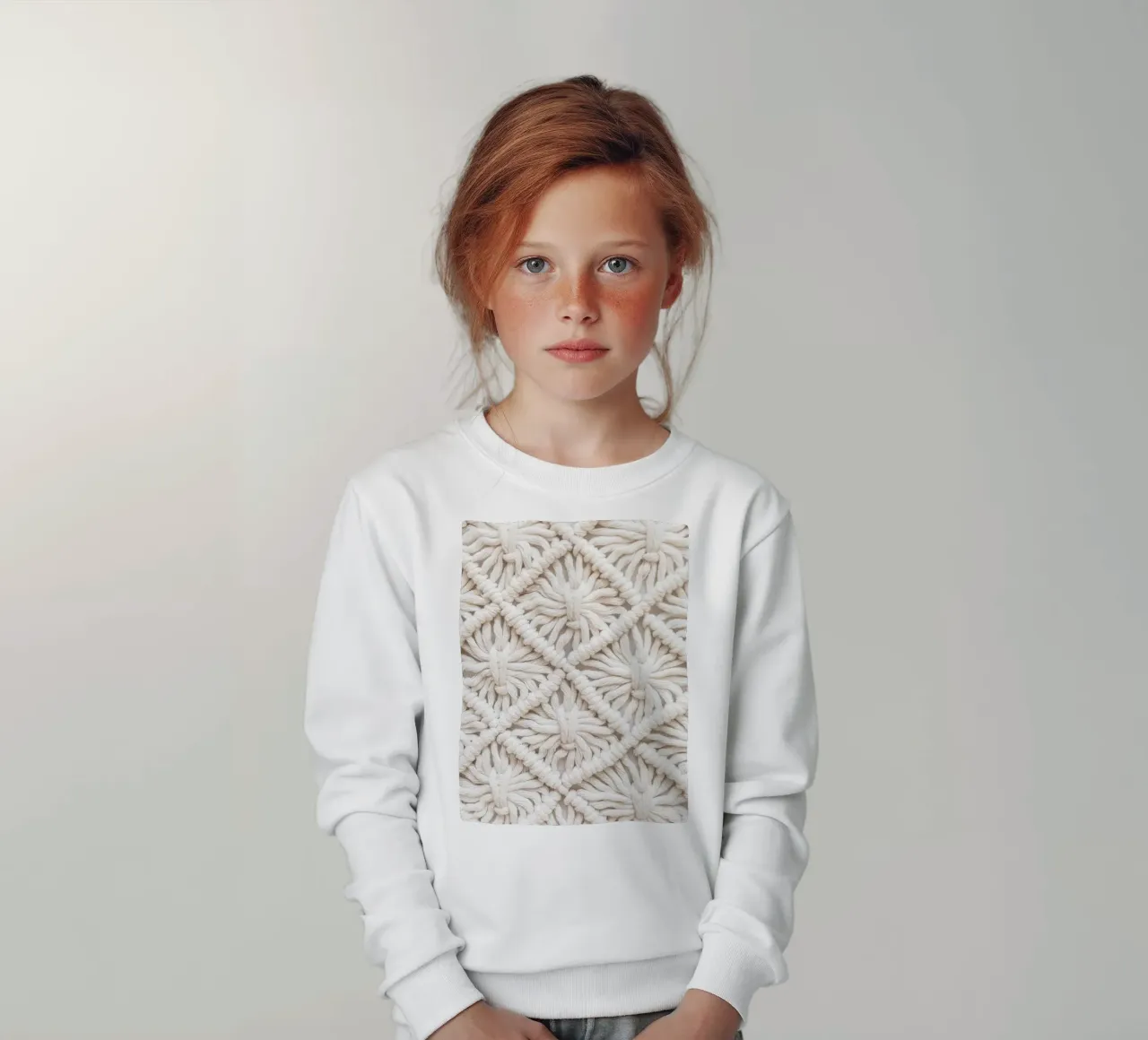 Motivo macramè boho - Design tessile alla moda felpa bambino da Whole©