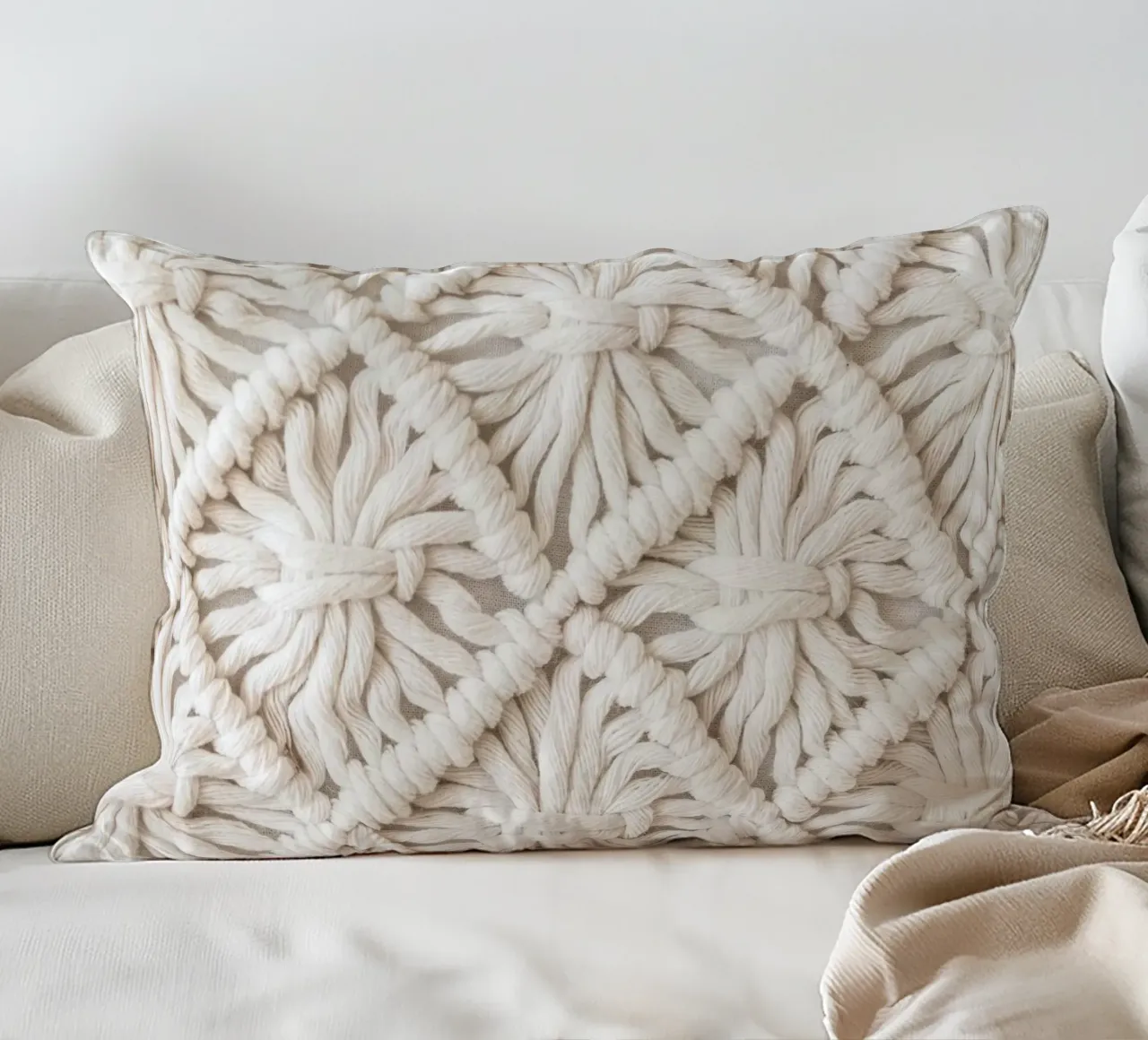 Motivo macramè boho - Design tessile alla moda cuscino da Whole©
