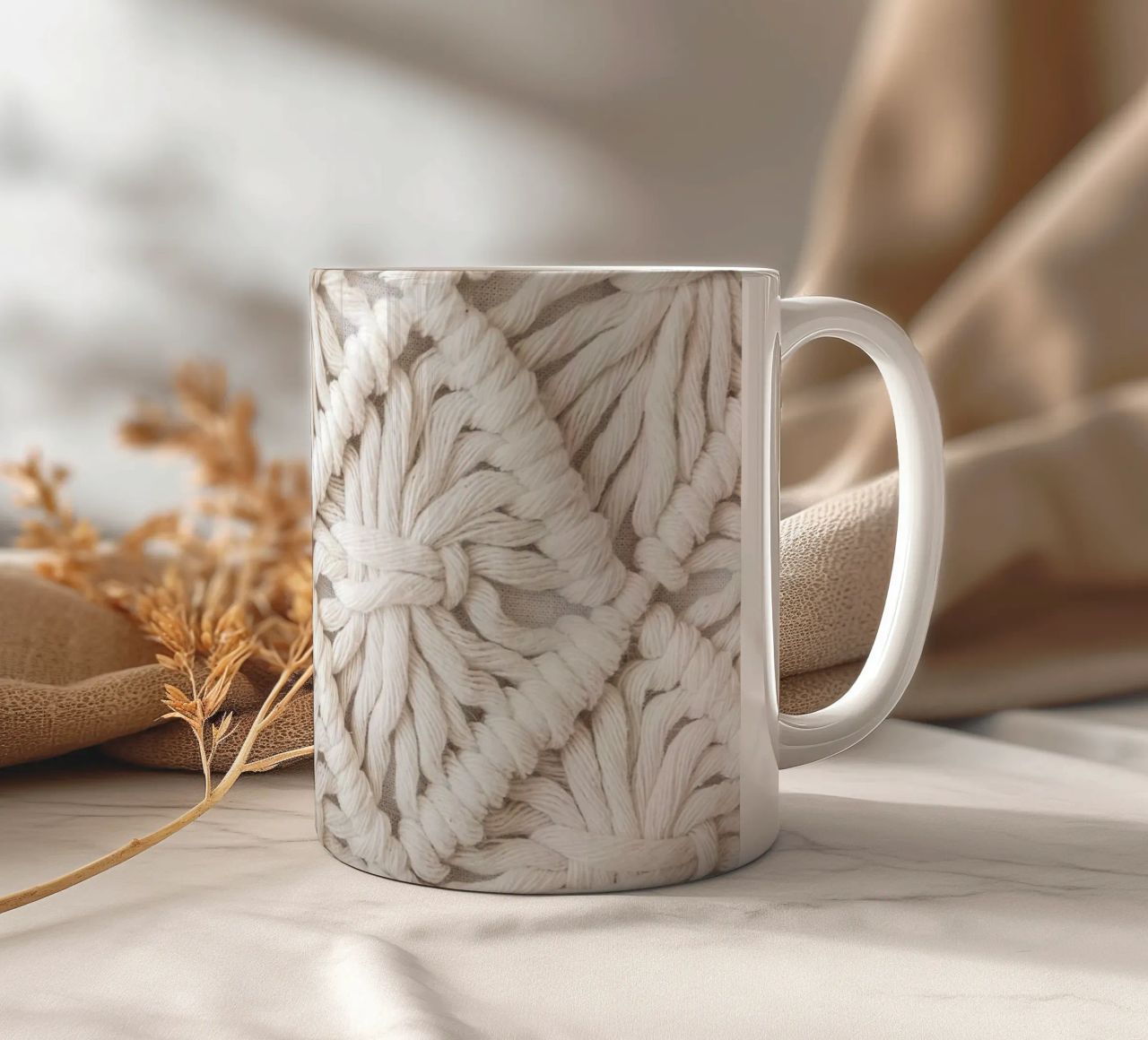 Motivo macramè boho - Design tessile alla moda tazza in ceramica da Whole©