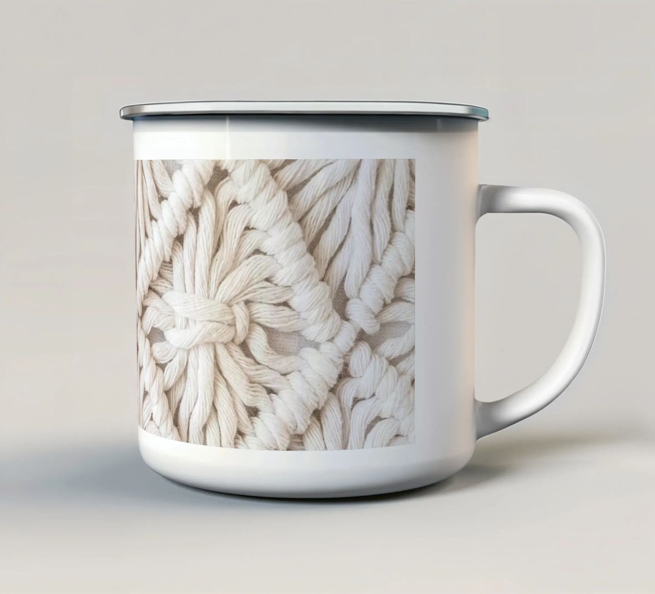 Motivo macramè boho - Design tessile alla moda tazza in smalto da Whole©
