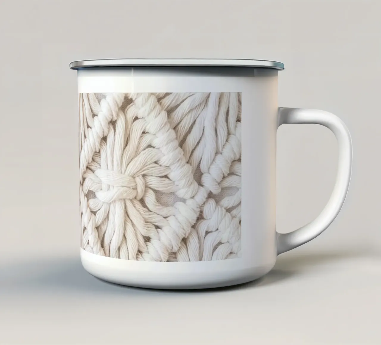 Boho Makramee Muster – Stilvolles Textildesign Emaille Tasse von Whole©