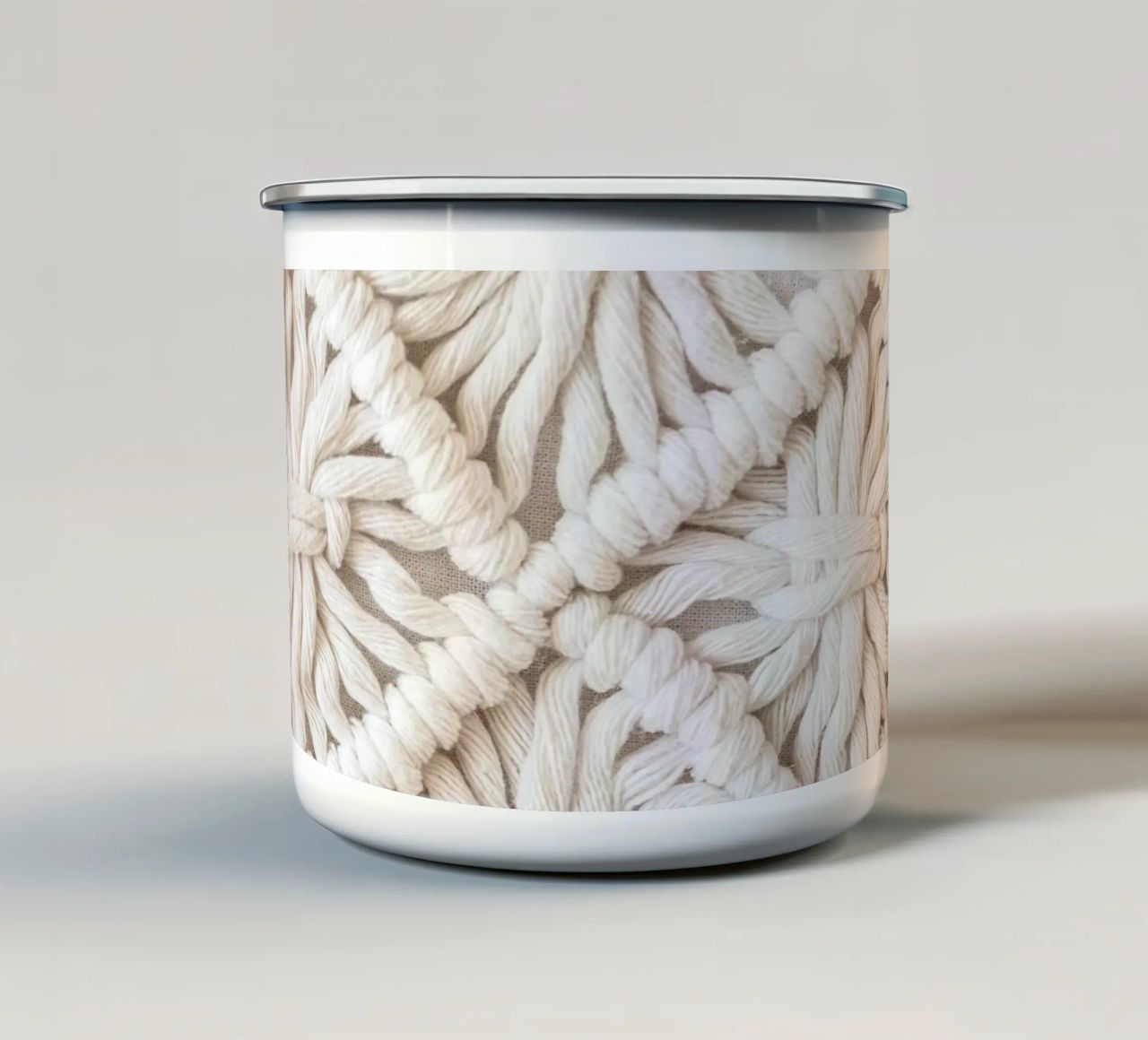 Motivo macramè boho - Design tessile alla moda tazza in smalto da Whole©