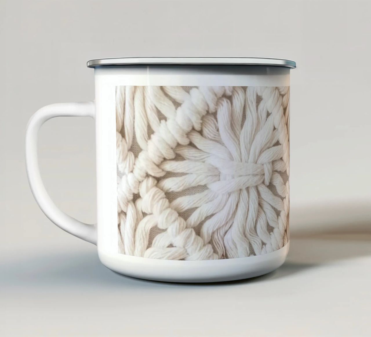 Motivo macramè boho - Design tessile alla moda tazza in smalto da Whole©