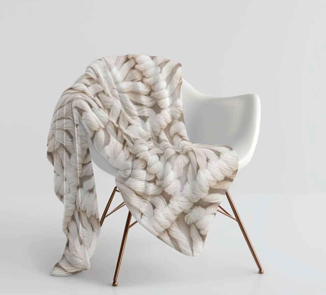 Motif boho macramé - design textile élégant plaid polaire de Whole©
