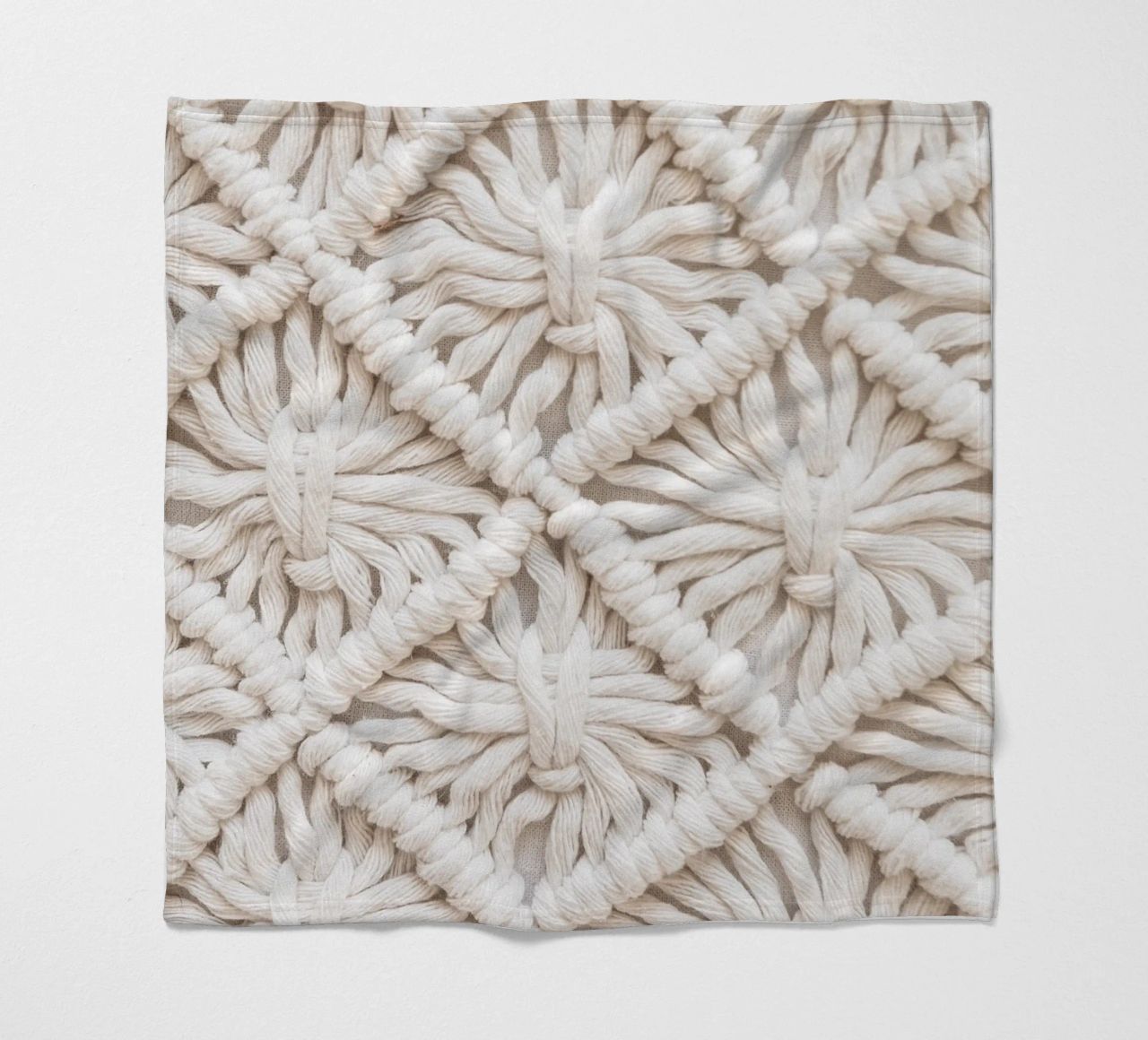 Boho macramé pattern - Stylish textile design fleece blanket by Whole©