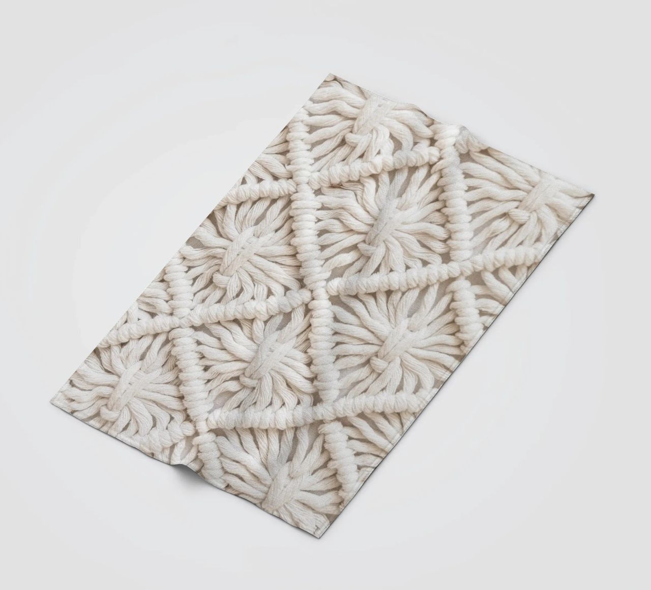 Boho macramé pattern - Stylish textile design fleece blanket by Whole©