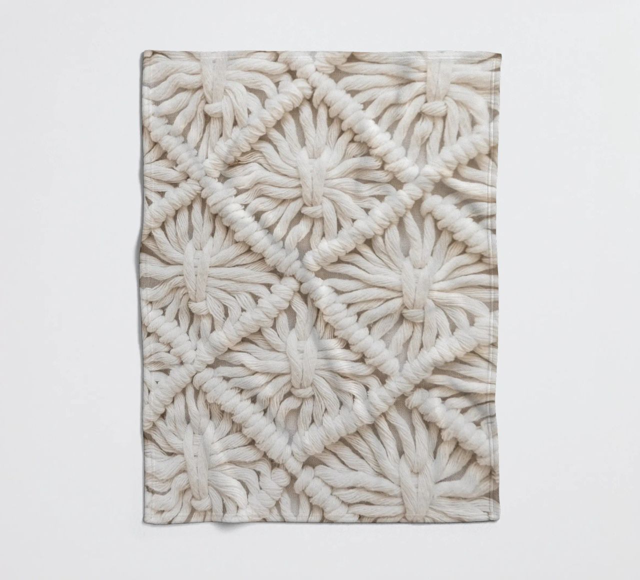 Boho macramé pattern - Stylish textile design fleece blanket by Whole©