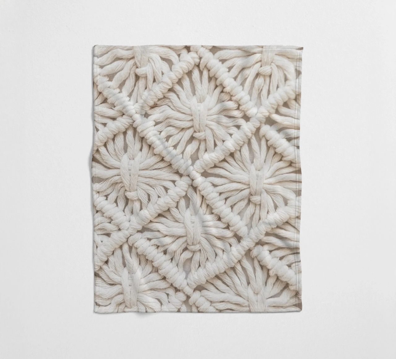 Boho macramé pattern - Stylish textile design fleece blanket by Whole©