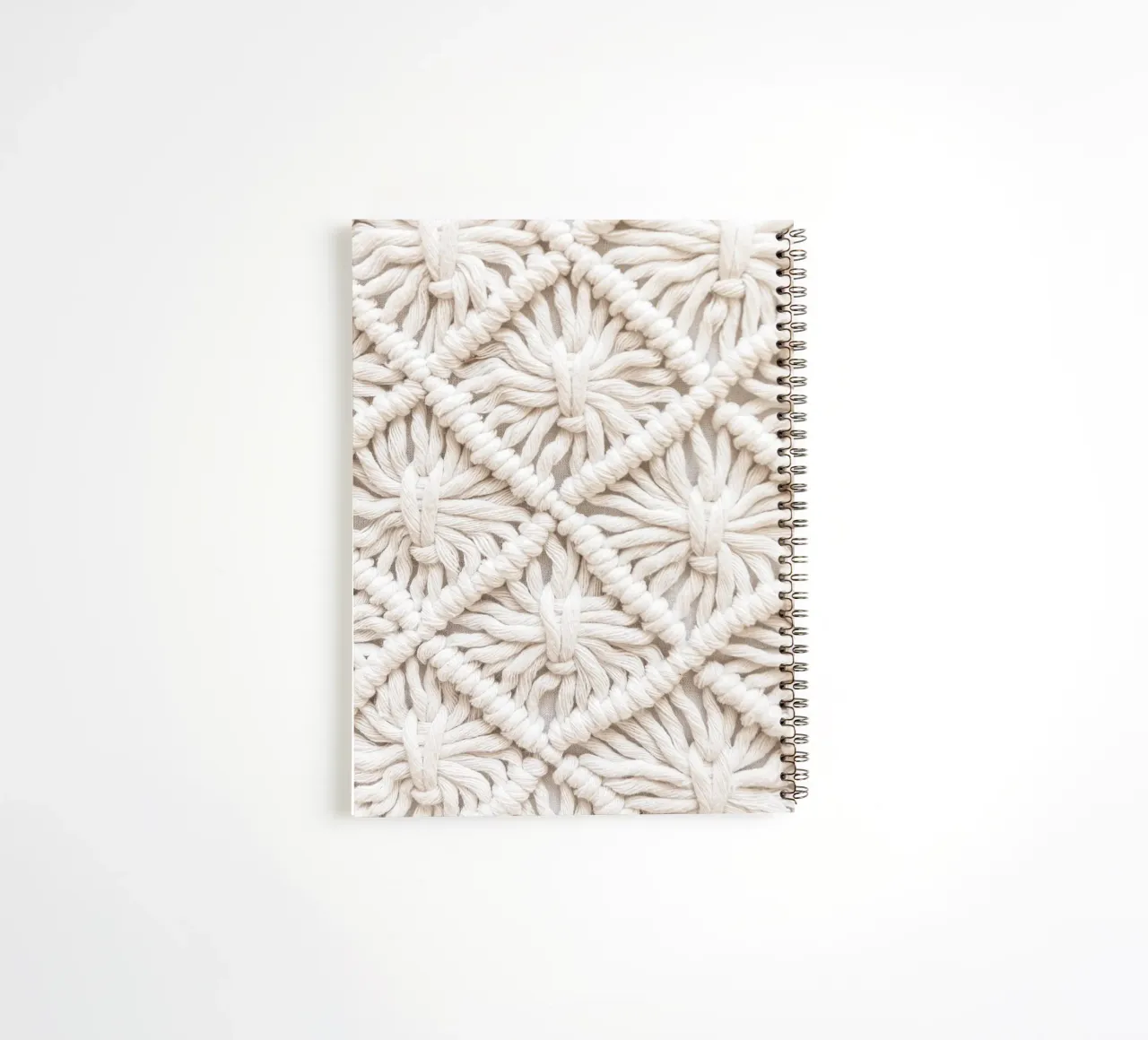 Boho macramé pattern - Stylish textile design spiral notebook by Whole©