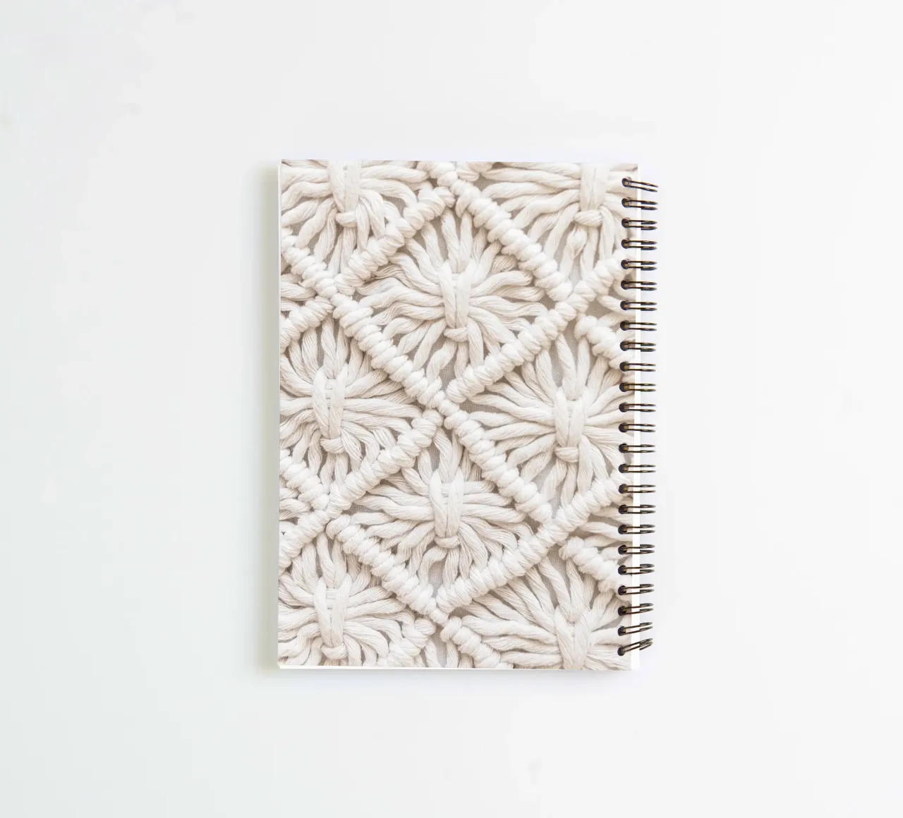 Boho macramé pattern - Stylish textile design spiral notebook by Whole©