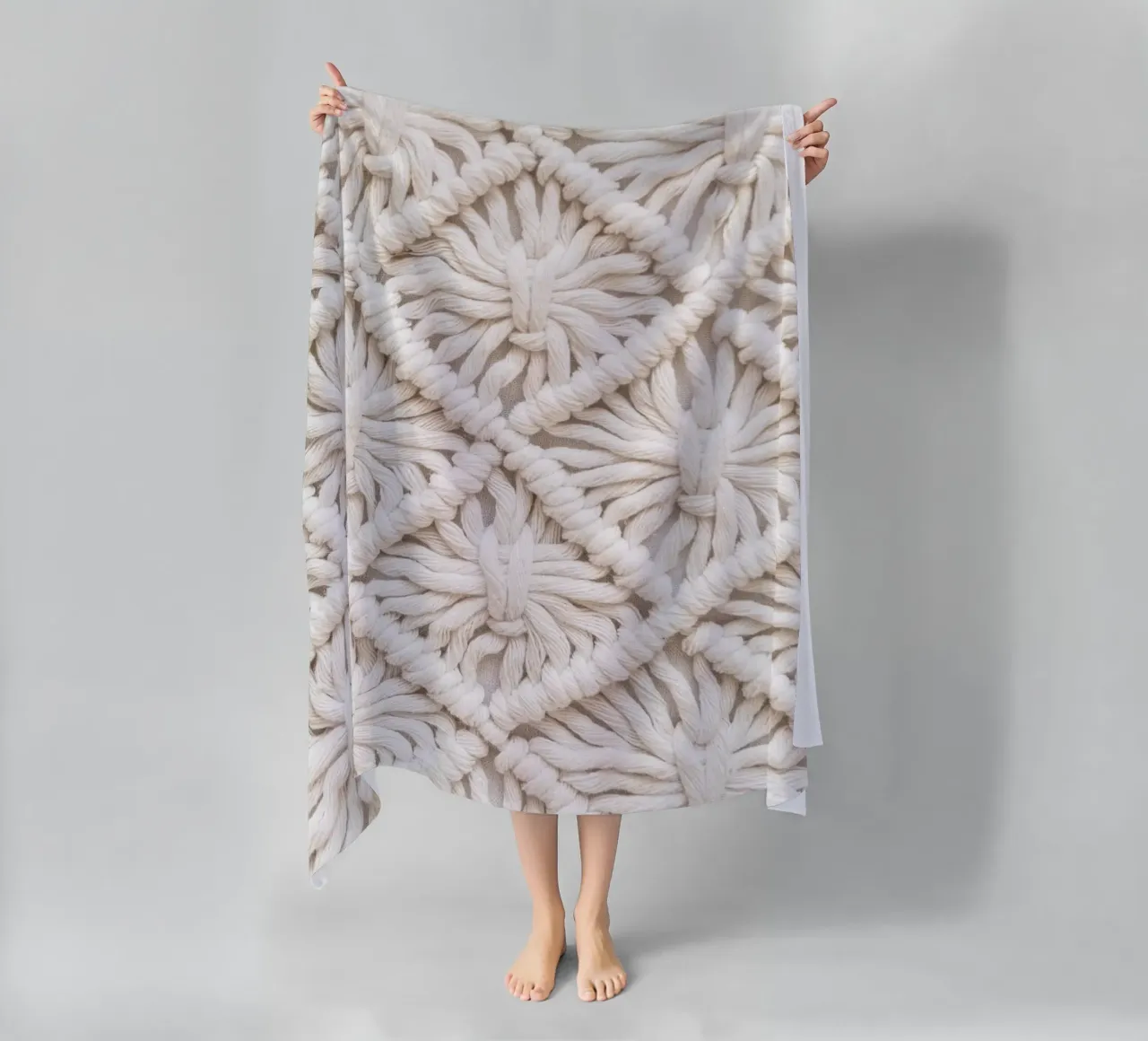 Motivo macramè boho - Design tessile alla moda telo mare da Whole©