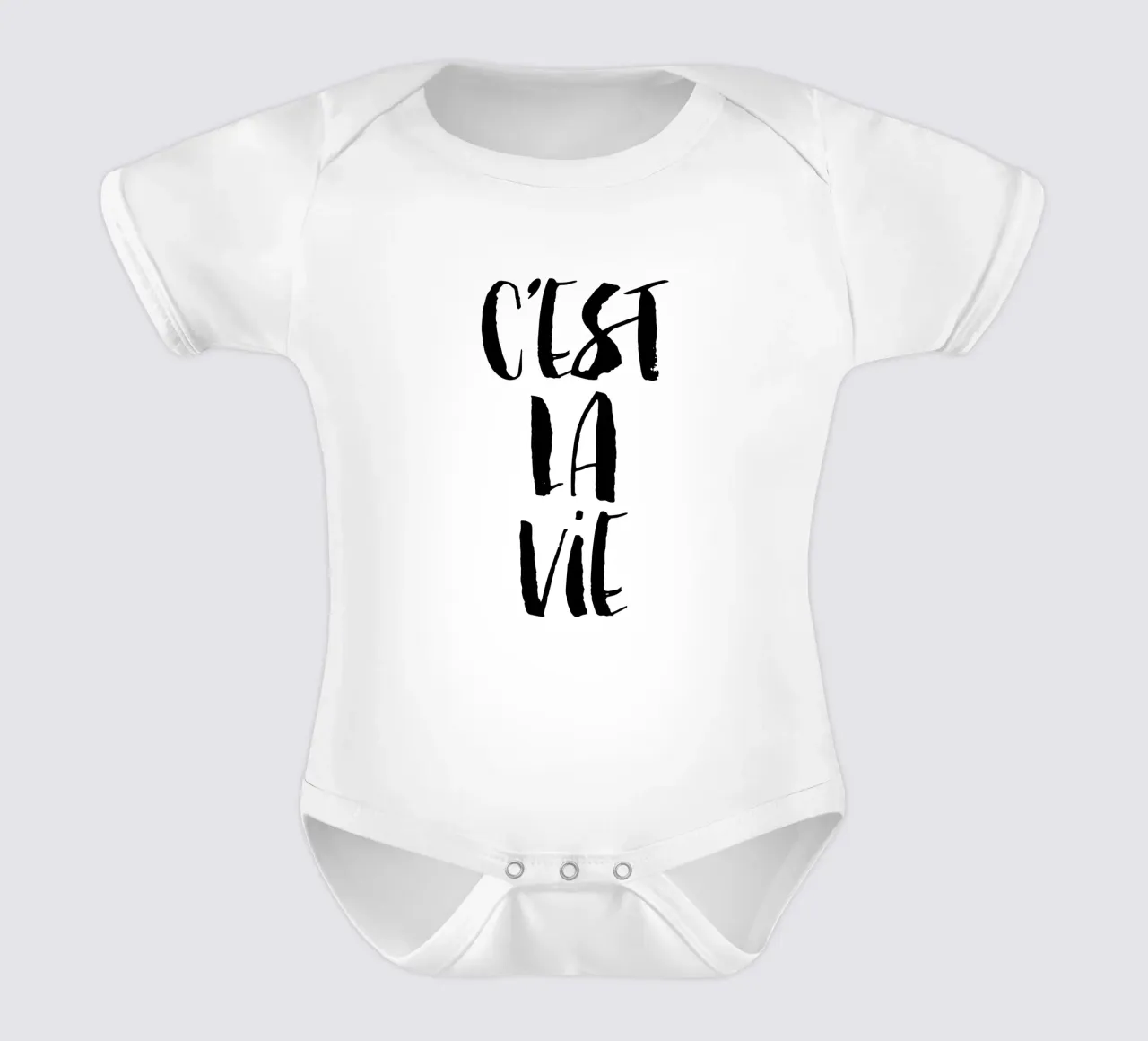 Cest La Vie in bianco e nero body neonato maniche corte da THE MOTIVATED TYPE