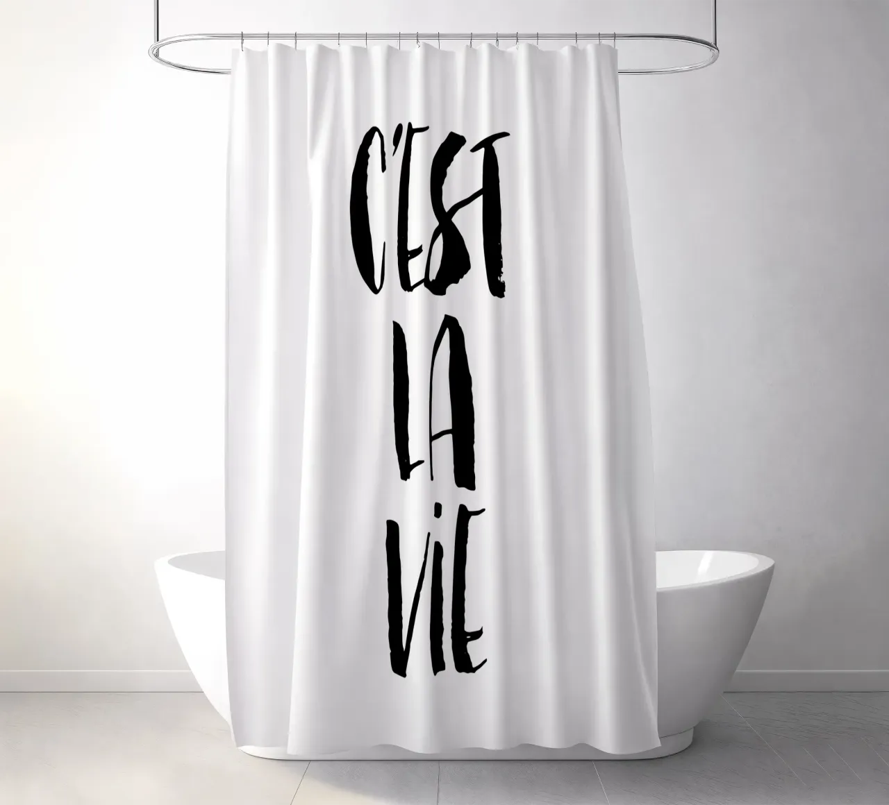 Cest La Vie in bianco e nero tenda da doccia da THE MOTIVATED TYPE