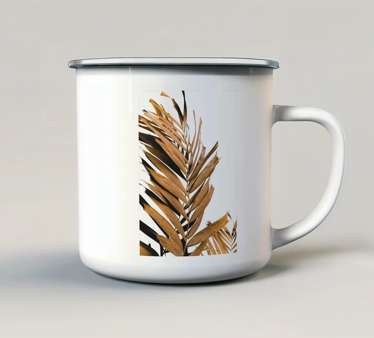 Foglie di palma minimaliste in marrone caldo - natura pura tazza in smalto da Whole©