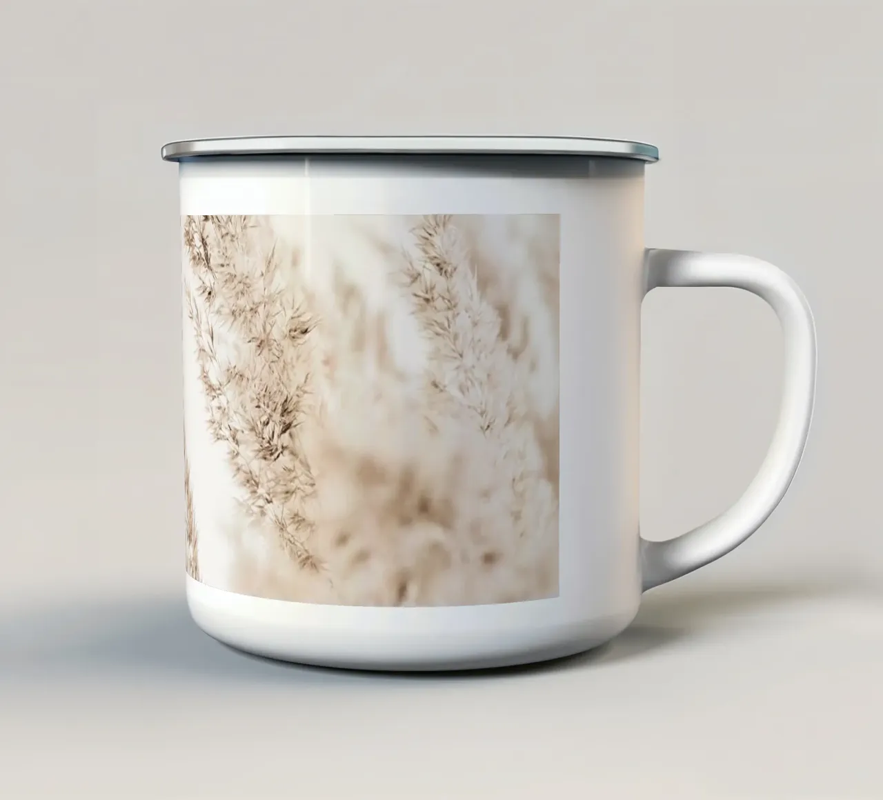 Elegant pampagras - Minimalistisch natuurlijk ontwerp emaille mok van Whole©