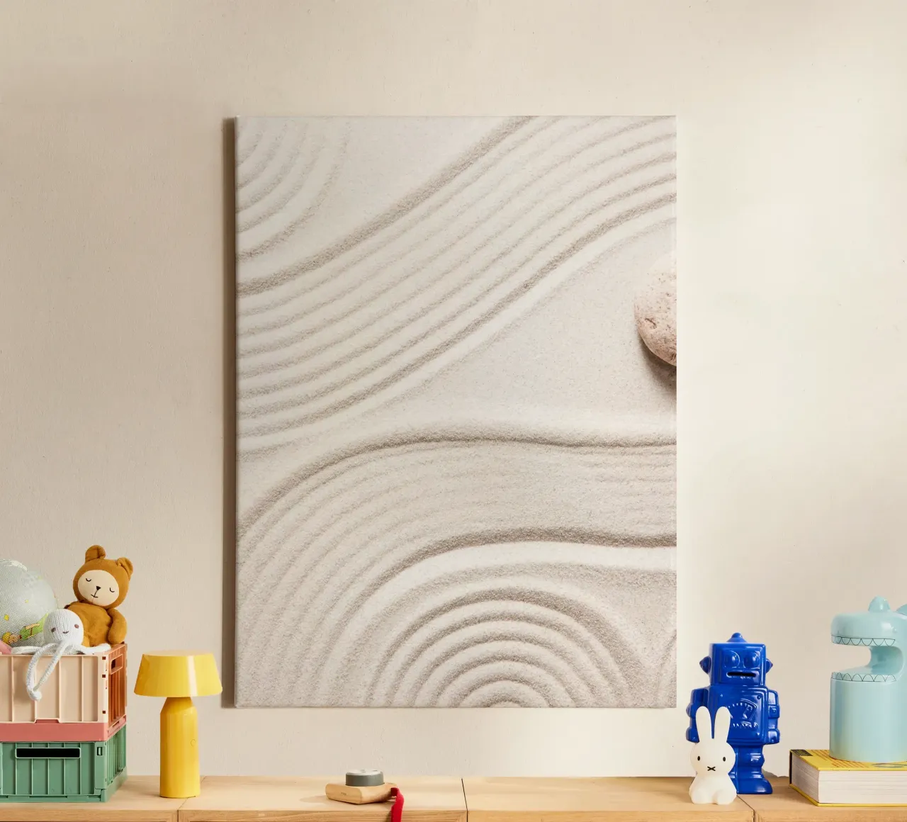 Zen sand patterns - calming nature art canvas with Floater frame by Whole©