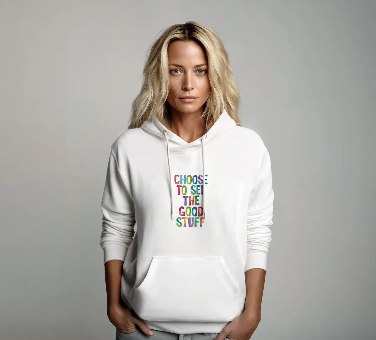 Scegliete di vedere le cose belle Rainbow Typography Design felpa con cappuccio da THE MOTIVATED TYPE