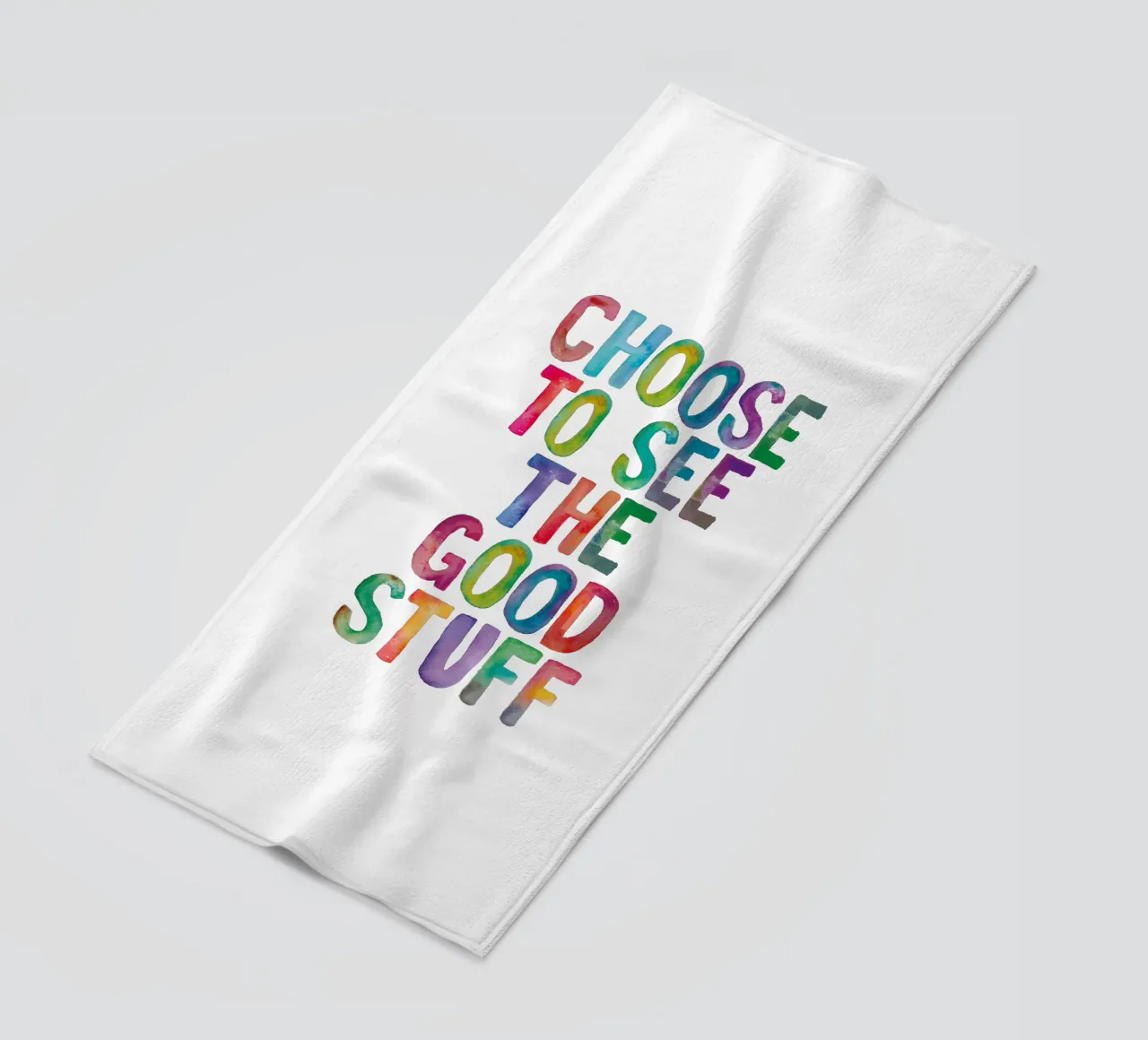 Scegliete di vedere le cose belle Rainbow Typography Design telo mare da THE MOTIVATED TYPE