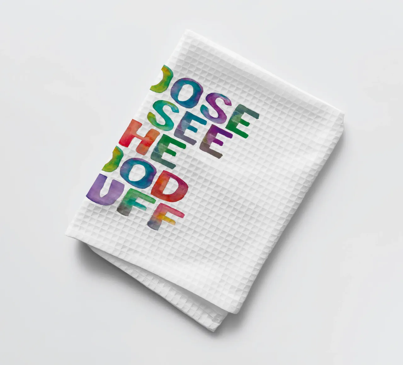 Scegliete di vedere le cose belle Rainbow Typography Design canovaccio da cucina da THE MOTIVATED TYPE