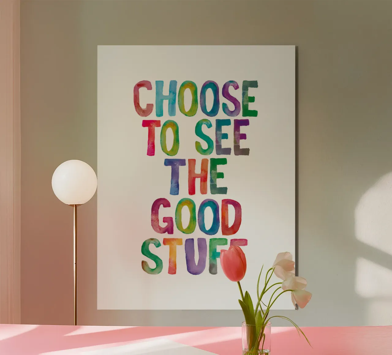 Scegliete di vedere le cose belle Rainbow Typography Design alluminio dibond da THE MOTIVATED TYPE