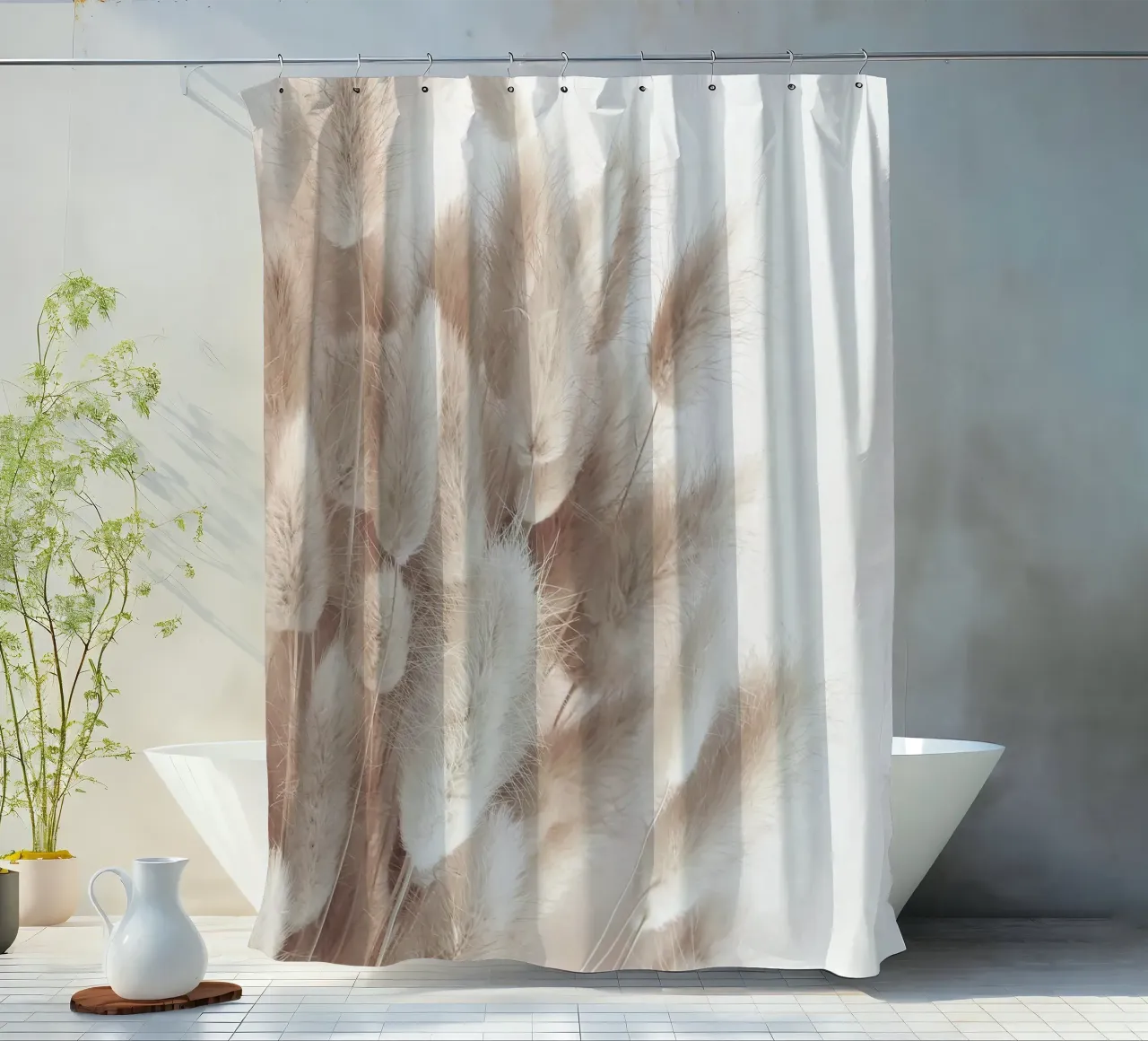 Soft pampas grass - natural elegance in boho style shower curtain by Whole©