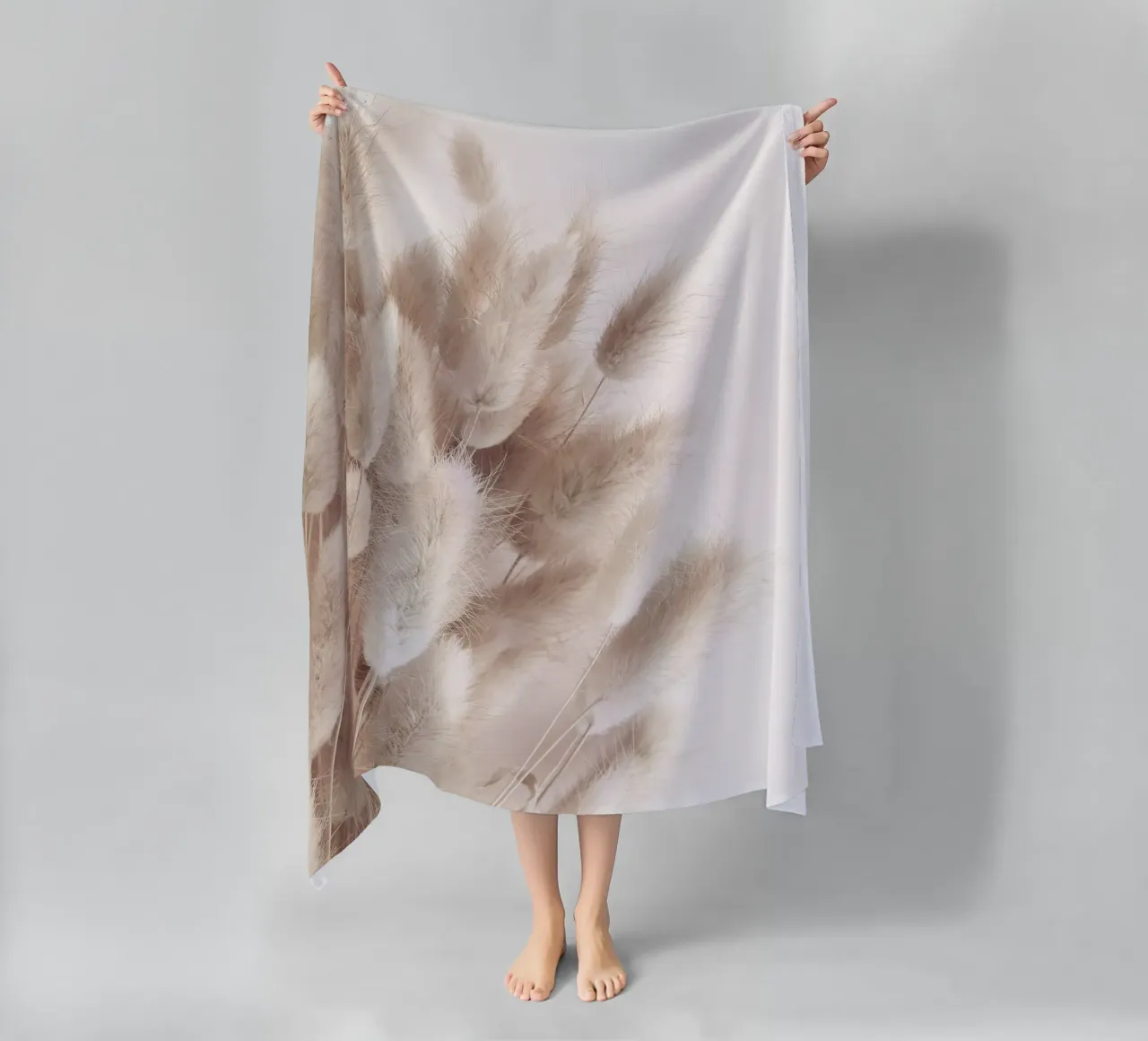 Soft pampas grass - natural elegance in boho style beach towel by Whole©