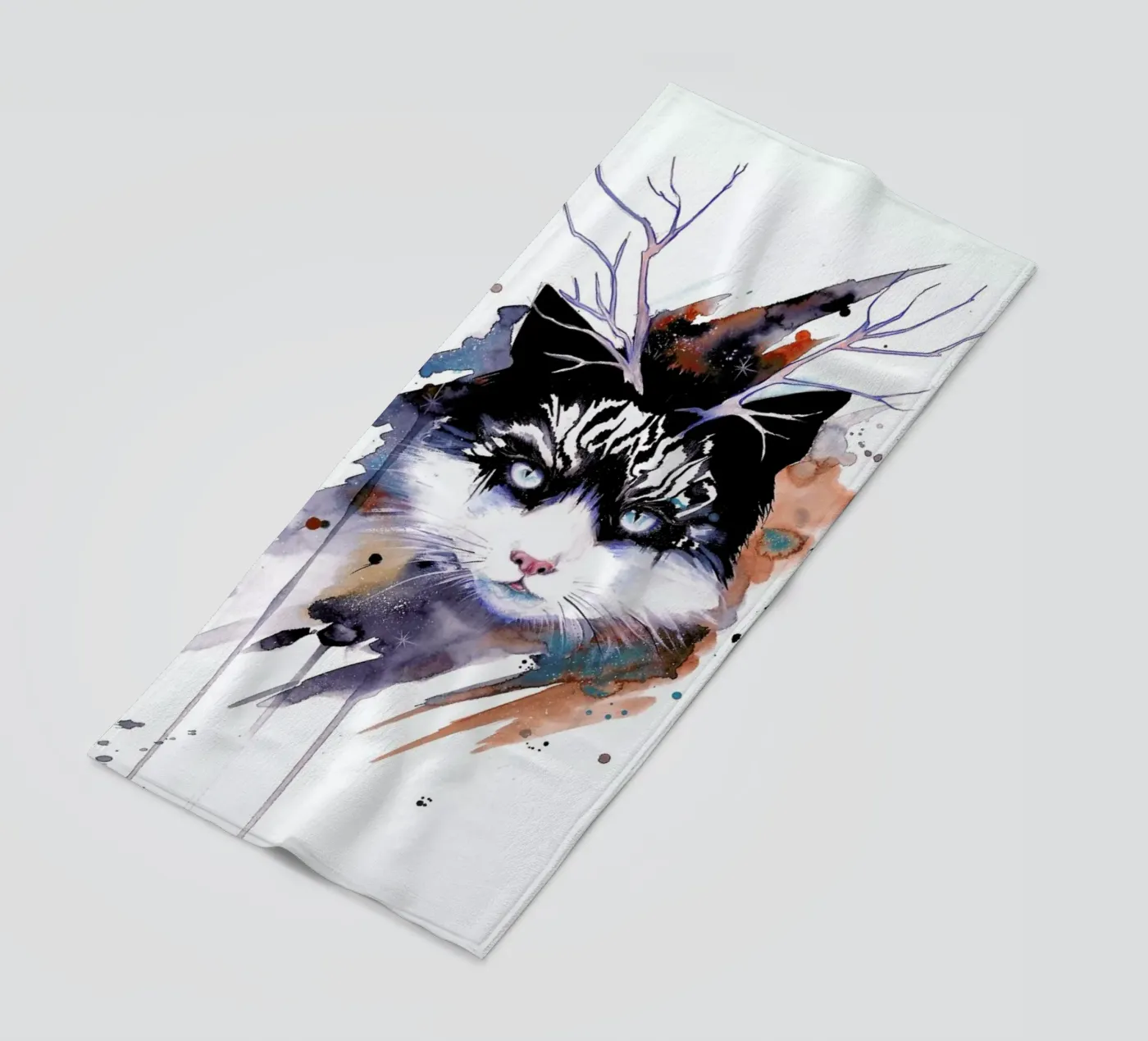 Cat beach towel by Pixie Cold