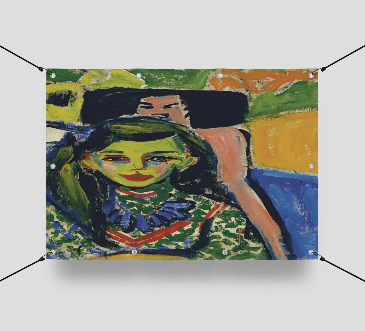 Ernst Ludwig Kirchner - Franzi davanti alla sedia intagliata telo in pvc da William Store