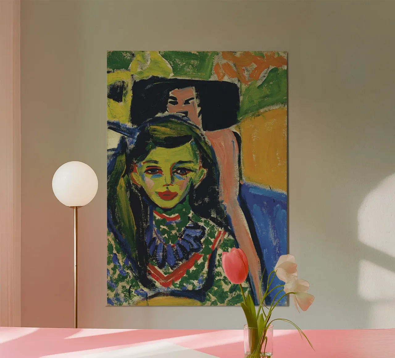 Ernst Ludwig Kirchner - Franzi in front of Carved Chair alu-dibond by William Store