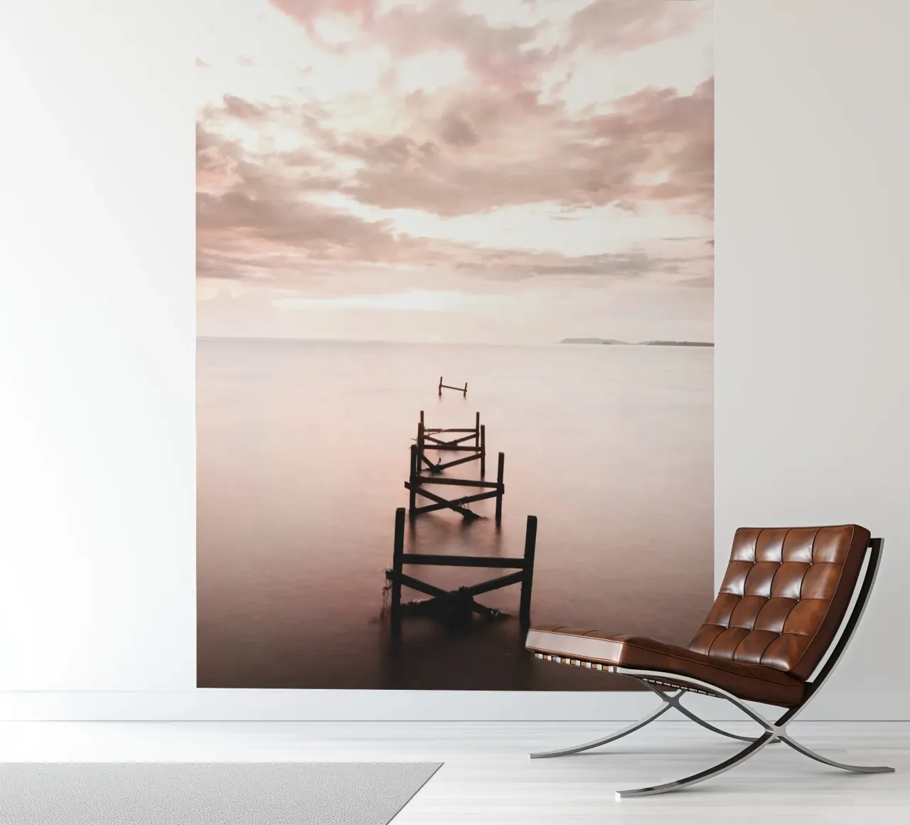 Abandoned jetty at sunset - Quiet coastal motif photo wallpaper by Whole©
