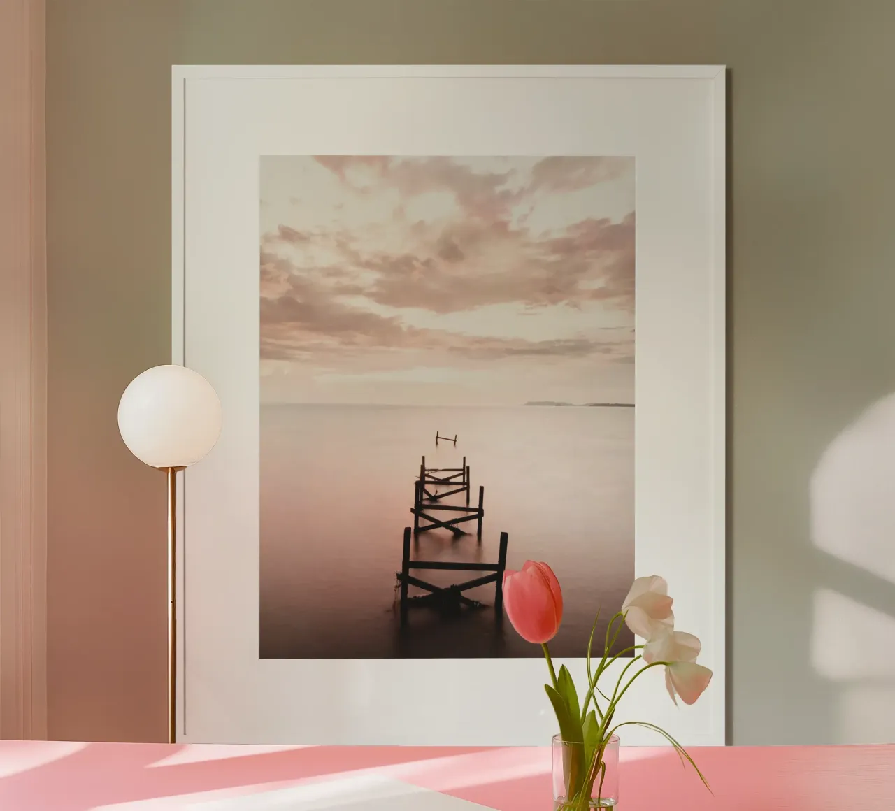 Abandoned jetty at sunset - Quiet coastal motif hahnemühle by Whole©