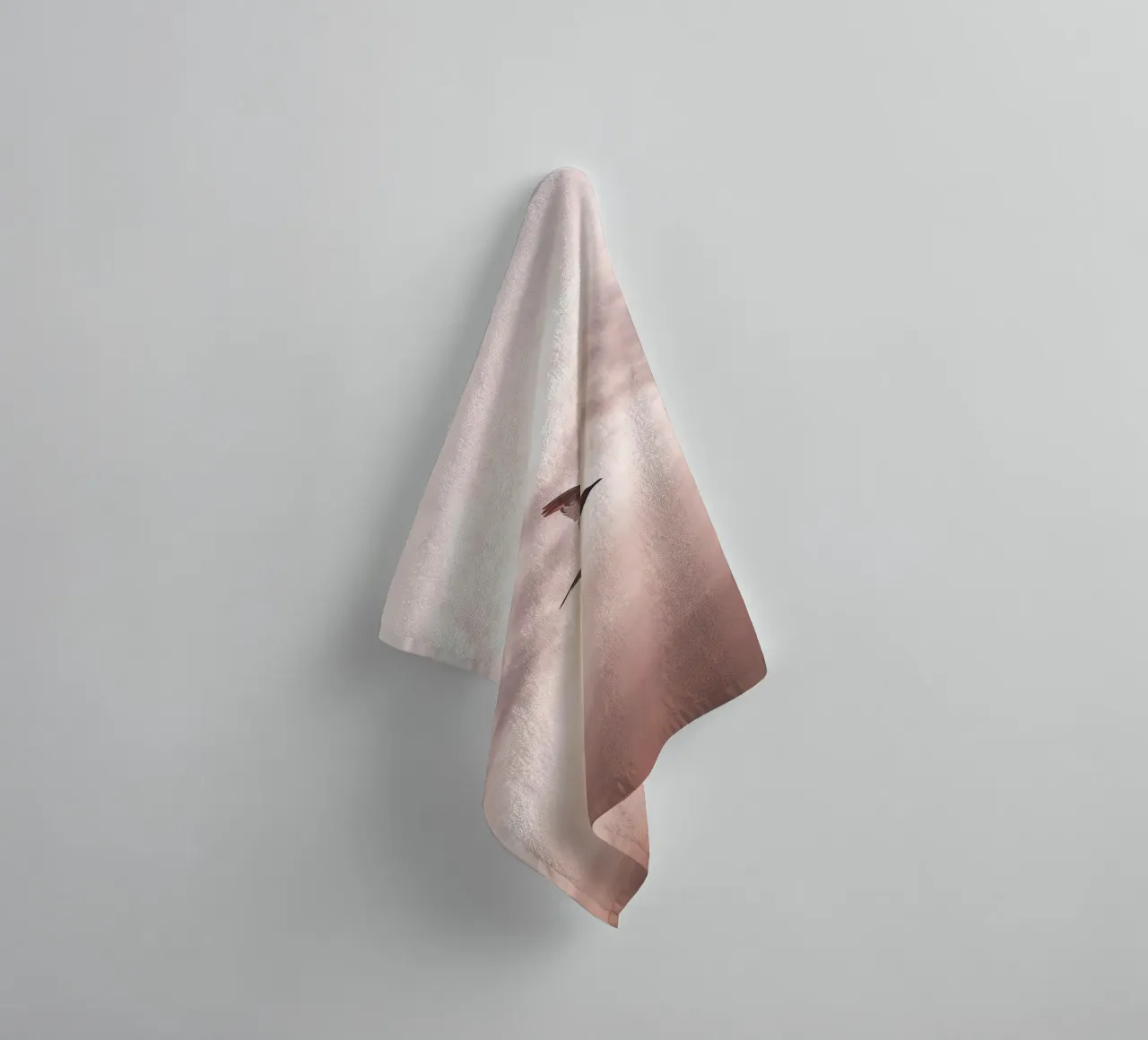 Freedom in flight - seagull in front of a rosy sky towel by Whole©