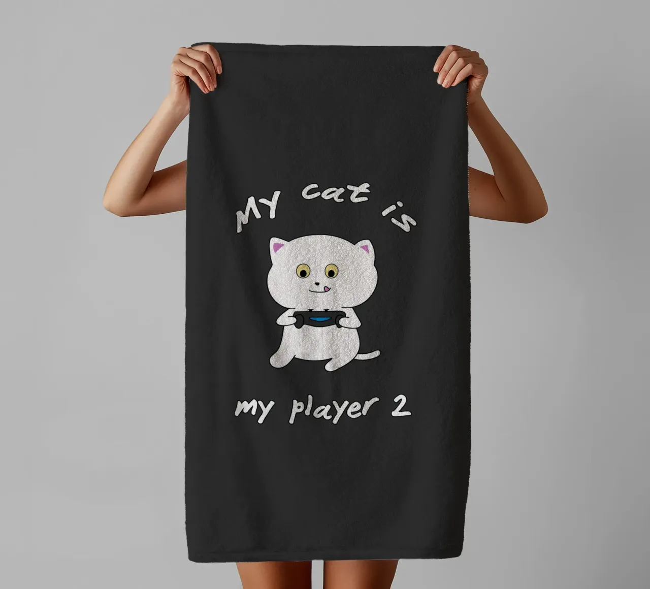 My cat is my player 2 towel by Loobs