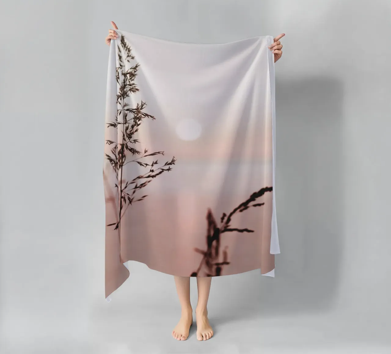 Grasses in the sunset - the tranquillity of nature beach towel by Whole©
