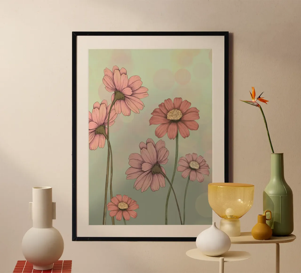 Flowers poster with plastic frame by AtelierTamtam