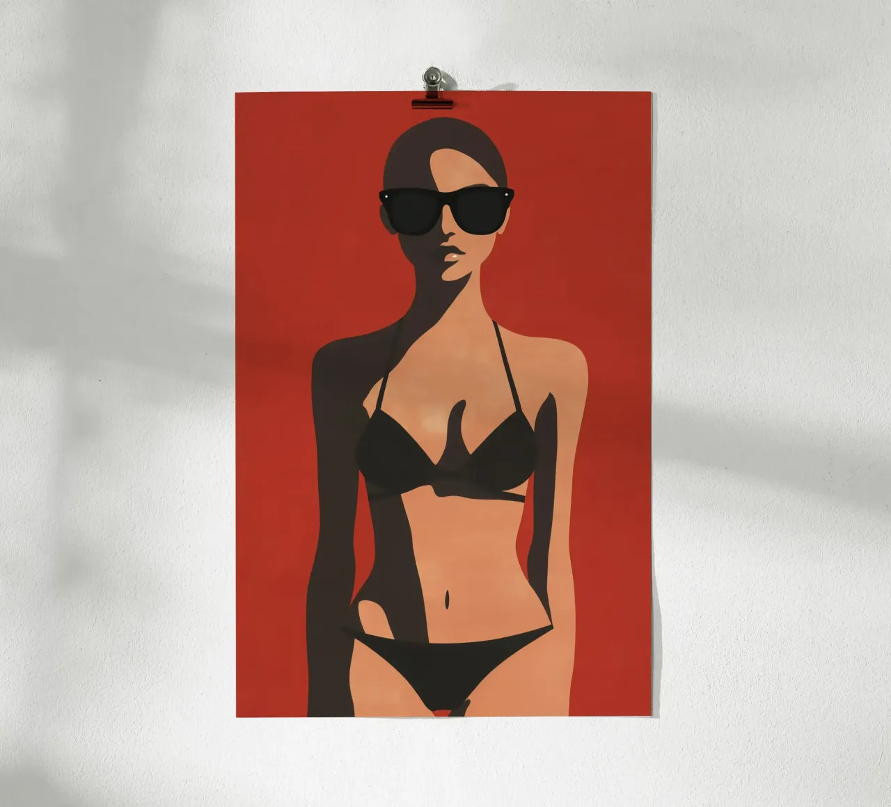 Grappige bikini vrouw met zonnebril poster met houten frame van Autofocus