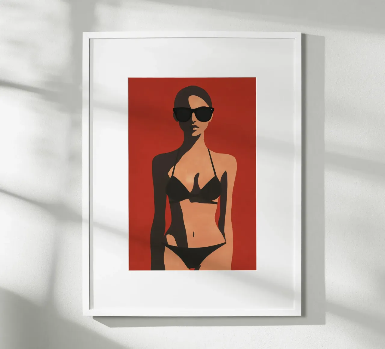 Grappige bikini vrouw met zonnebril poster met houten frame van Autofocus
