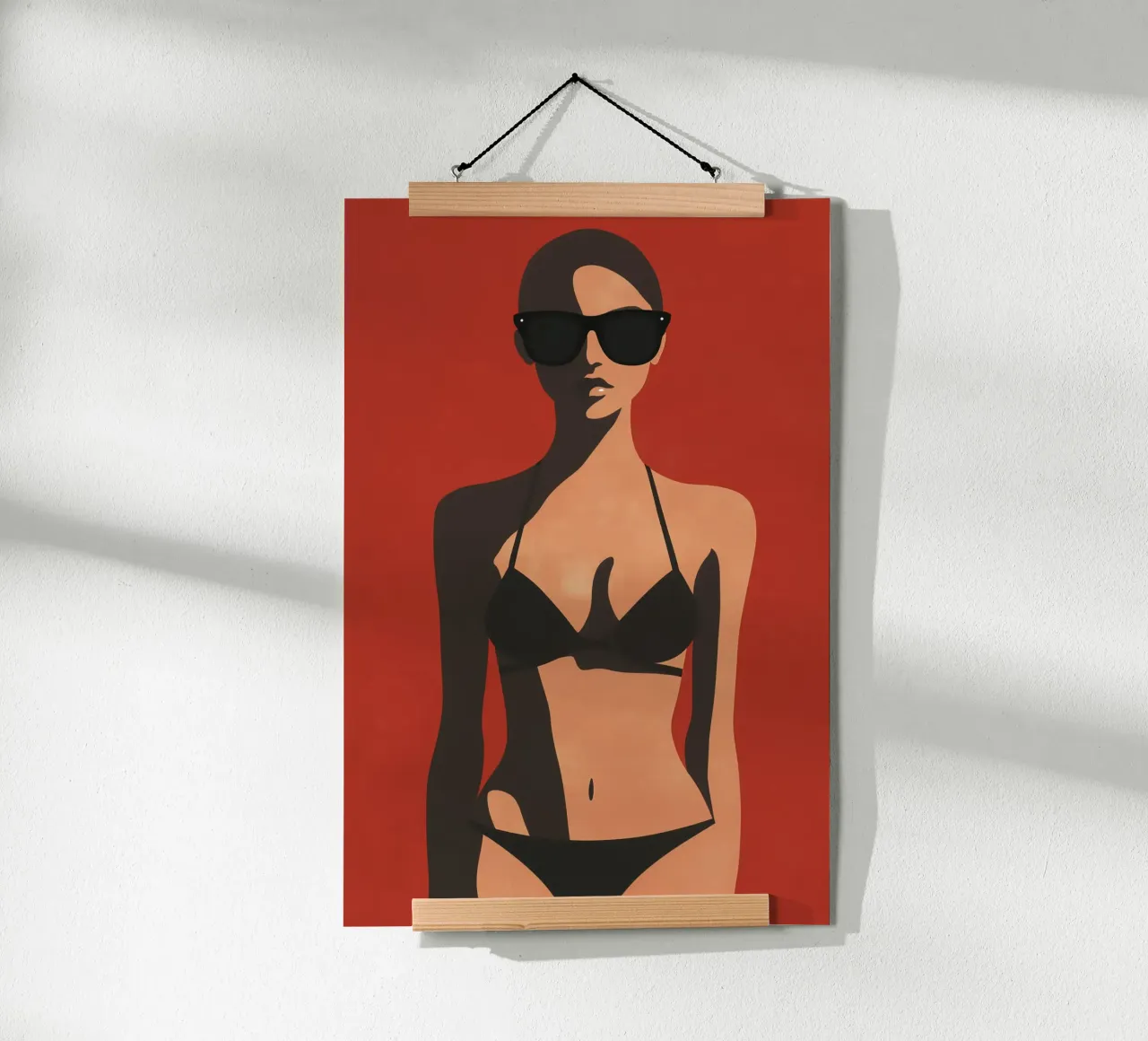 Grappige bikini vrouw met zonnebril poster met houten frame van Autofocus