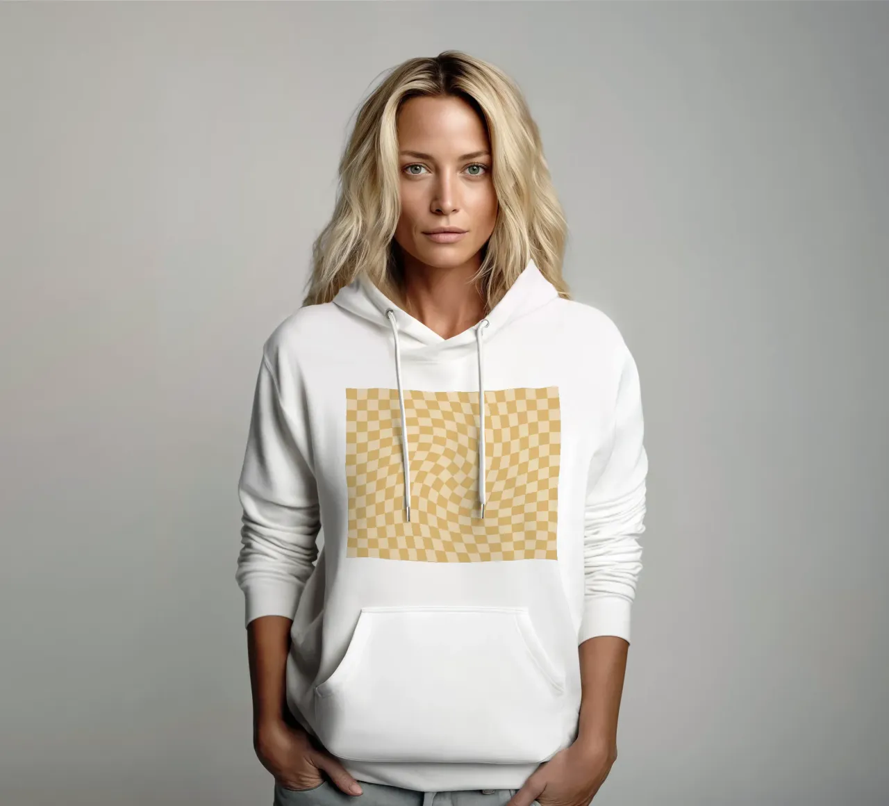 Checkerboard - Mustard Twist felpa con cappuccio da Galaxy Eyes