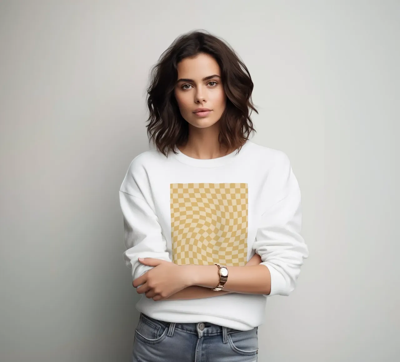 Checkerboard - Mustard Twist felpa da Galaxy Eyes