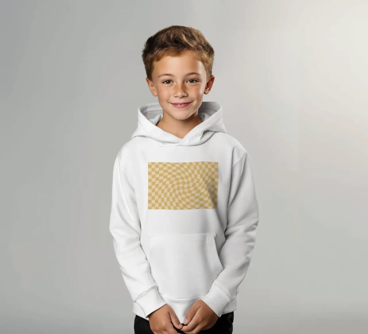 Checkerboard - Mustard Twist felpa bambino con cappuccio da Galaxy Eyes