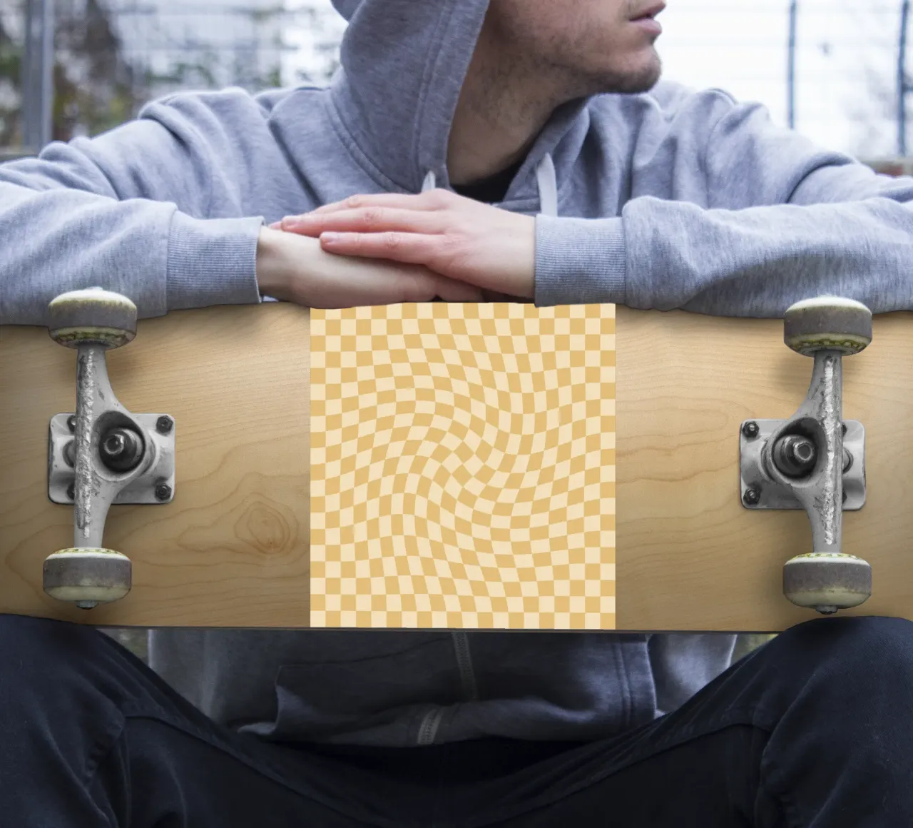 Checkerboard - Mustard Twist Sticker von Galaxy Eyes