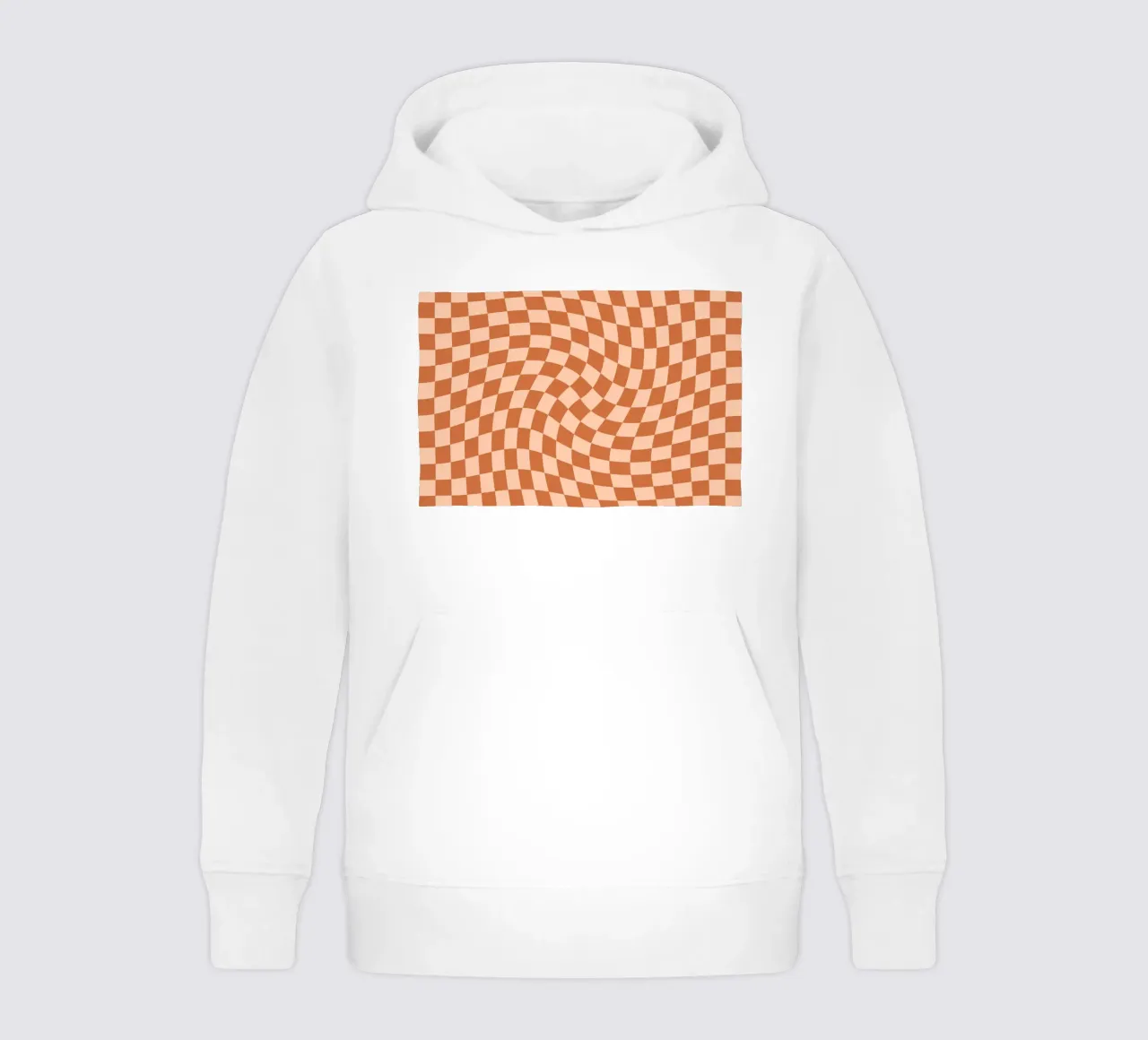 Checkerboard - Orange Twist kids hoodie by Galaxy Eyes