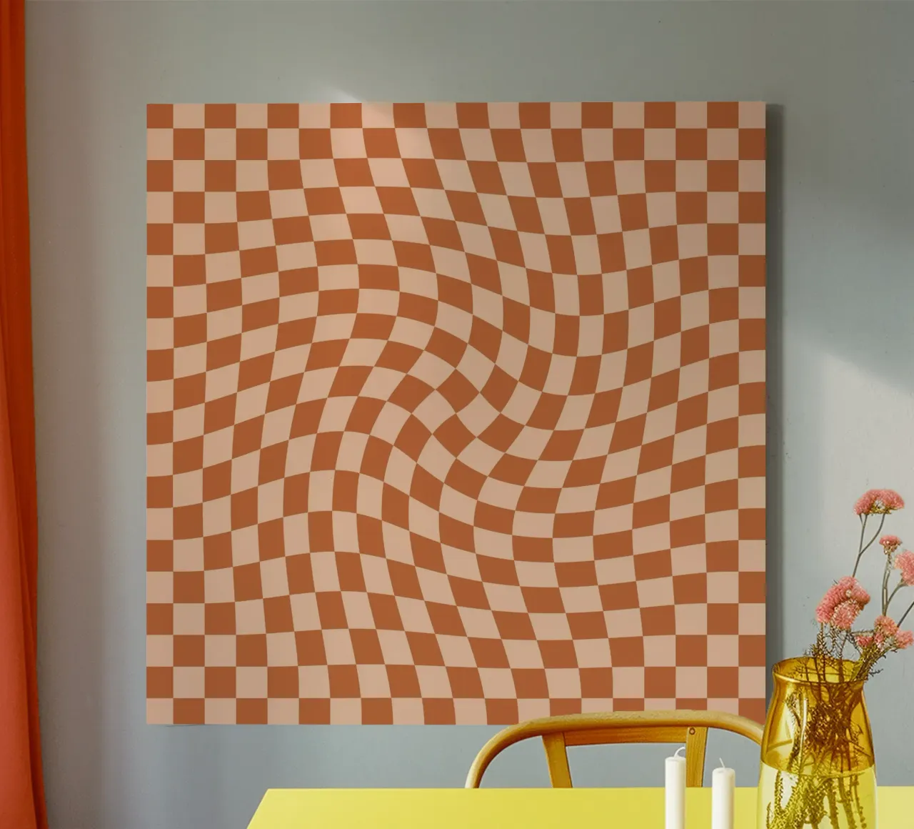Checkerboard - Orange Twist tela con Cornice a cassetta da Galaxy Eyes