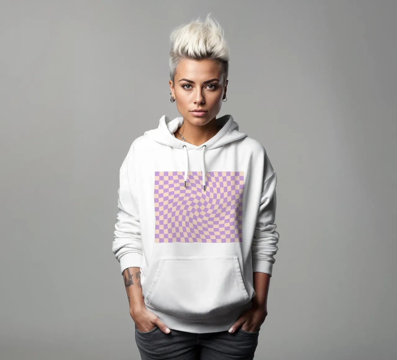 Checkerboard - Lilac Twist felpa con cappuccio da Galaxy Eyes