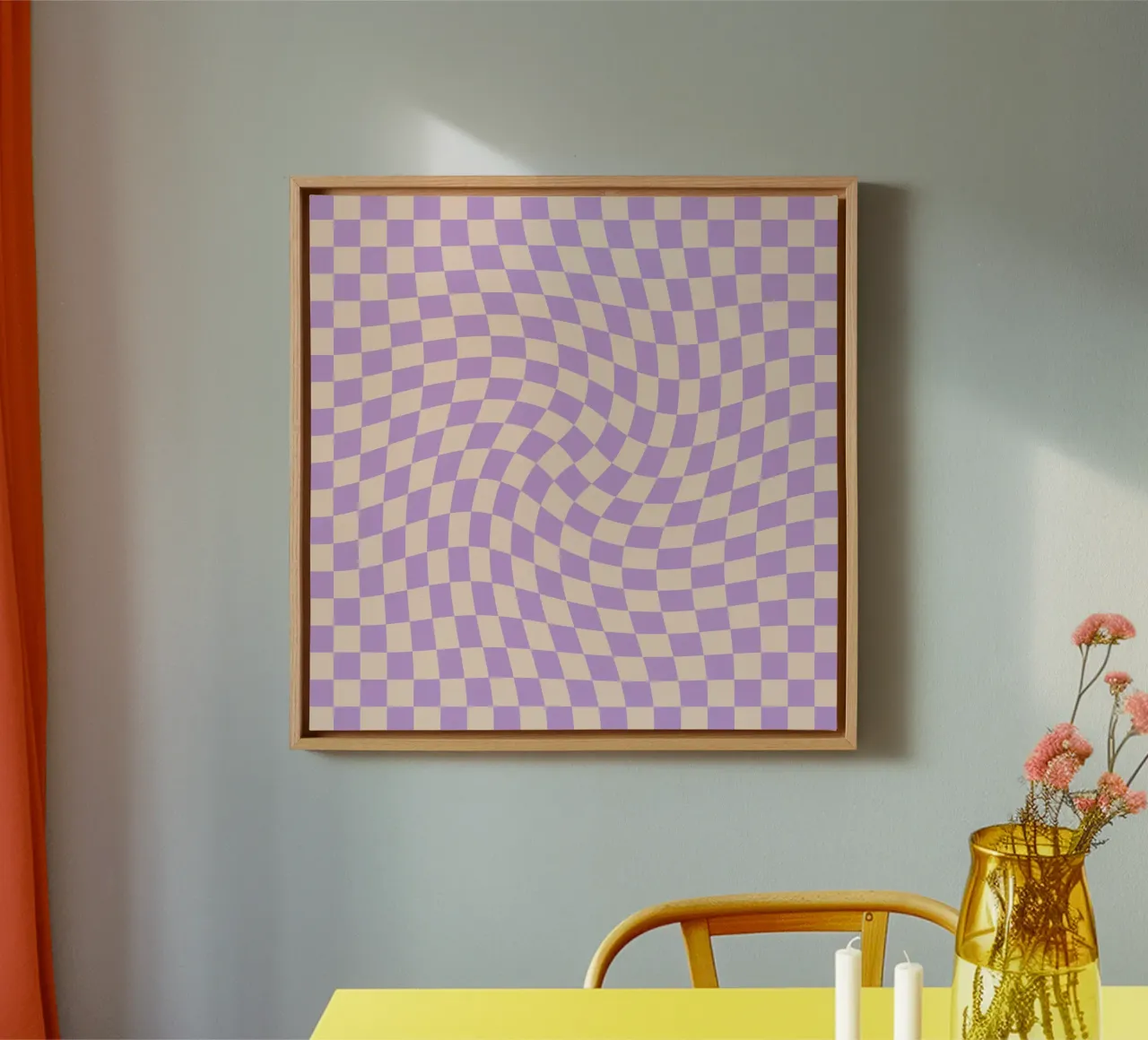Checkerboard - Lilac Twist tela con Cornice a cassetta da Galaxy Eyes