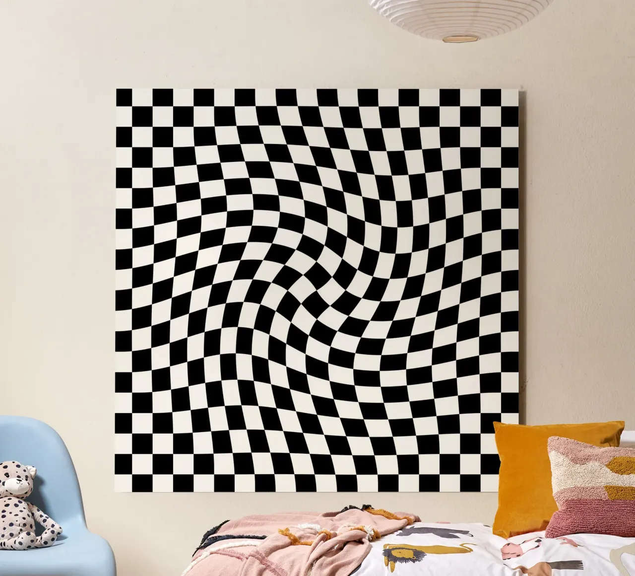 Checkerboard - Black and White Twist alluminio dibond da Galaxy Eyes