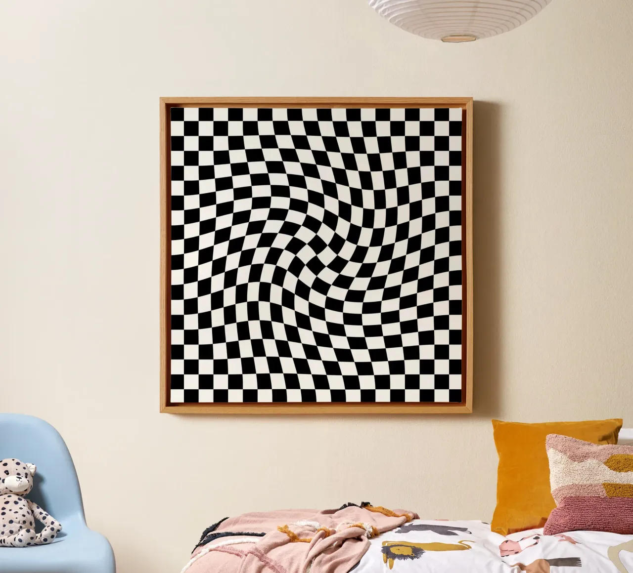 Checkerboard - Black and White Twist tela con Cornice a cassetta da Galaxy Eyes