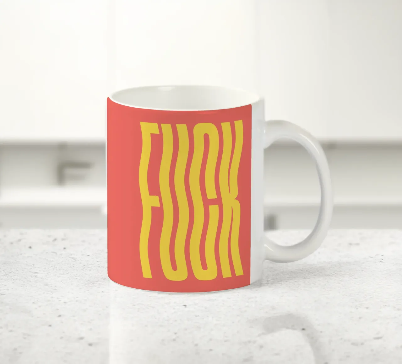 Scheiß auf gewellten Text (Orangeton) Keramik Tasse von Paigaam Studio